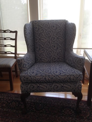 Queen Ann Wingback Chair by Mercier Reupholstery